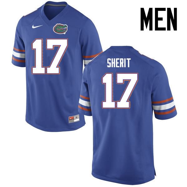 Men's NCAA Florida Gators Jordan Sherit #17 Stitched Authentic Nike Blue College Football Jersey HVY5865EW